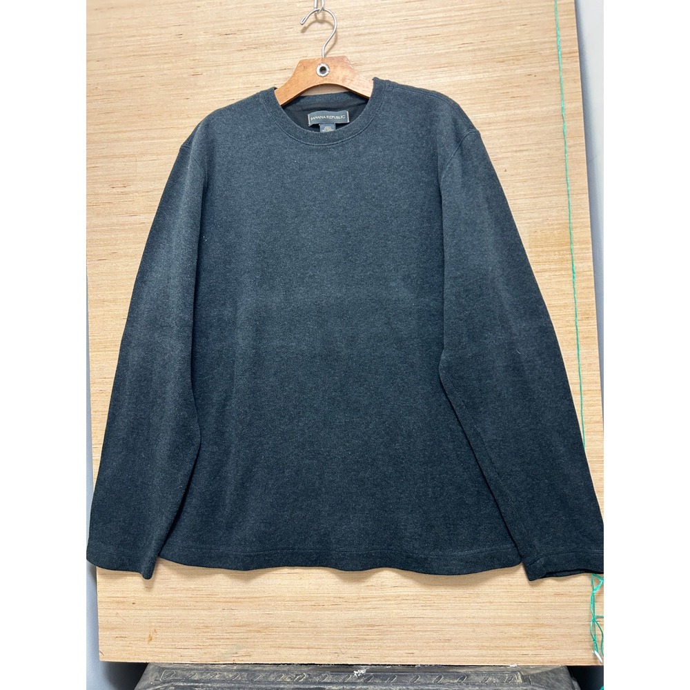 Banana Republic Mens Charcoal Gray 100% Cotton Long Sleeve Crewneck Pullover L